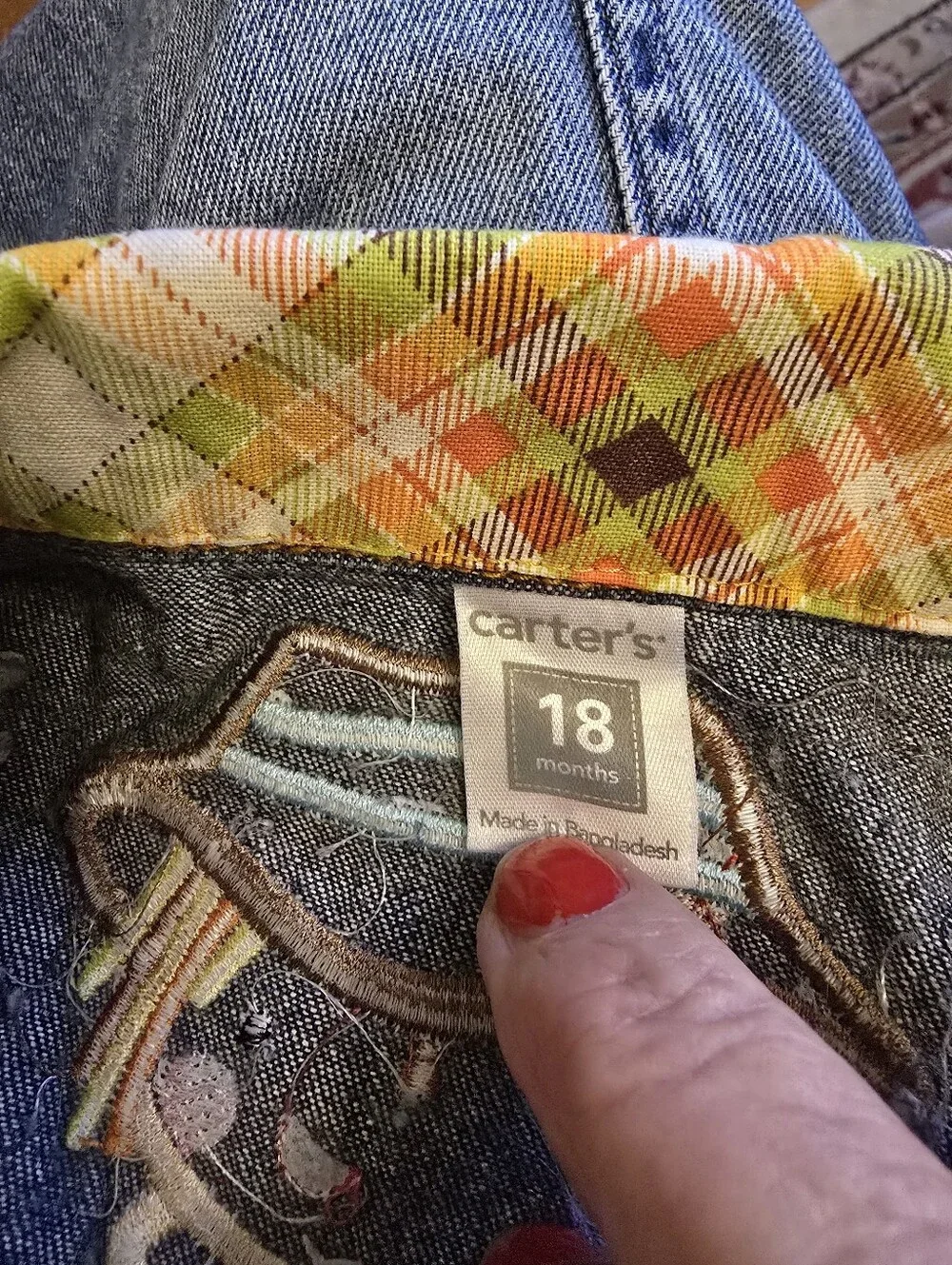 Carter’s 18M One of a Kind Fall Pumpkin Scarecrow Denim Jacket Snap Front